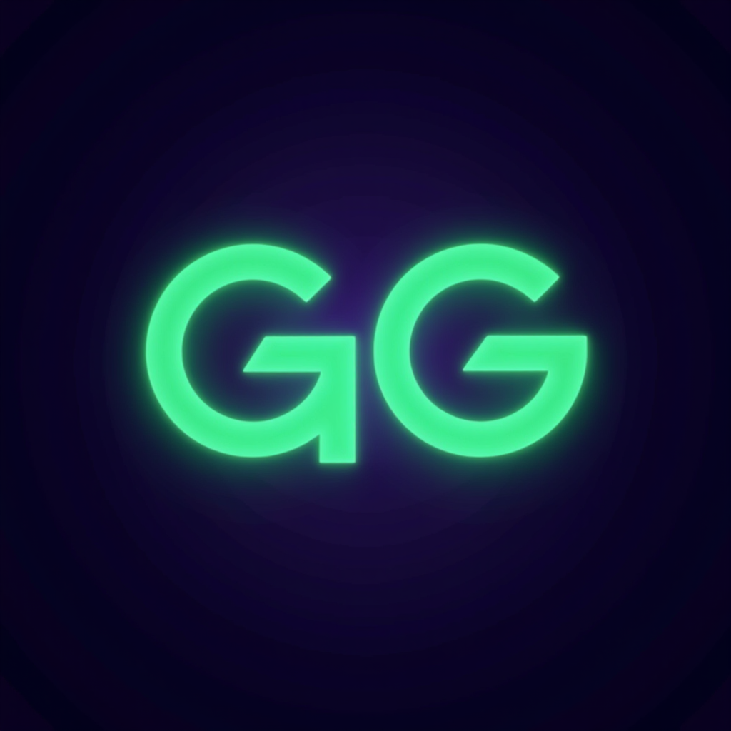 GameGenerations logo featuring neon green 'GG' letters with electric glow effect on dark purple background, representing gaming culture across generations