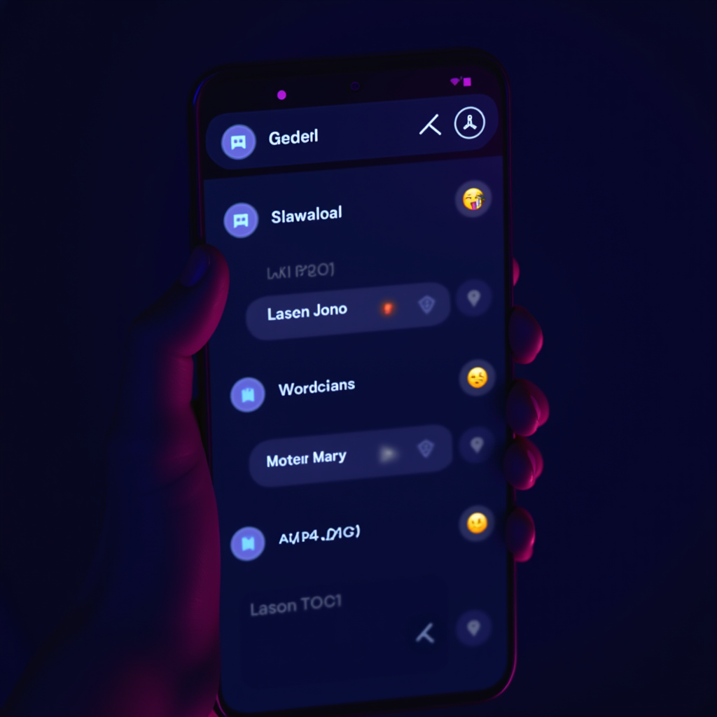 Modern Discord server interface showing multiple text channels, voice channels, and emoji reactions in a neon-accented dark theme, representing Gen Z's multi-modal communication approach